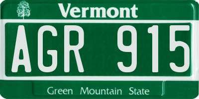 VT license plate AGR915