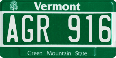 VT license plate AGR916