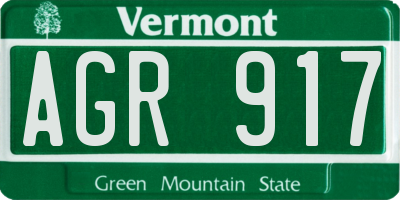 VT license plate AGR917