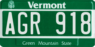 VT license plate AGR918
