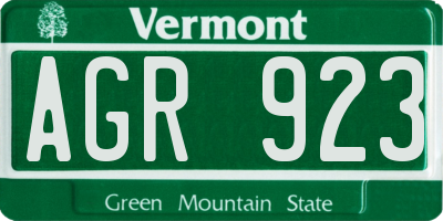 VT license plate AGR923
