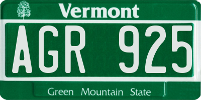 VT license plate AGR925