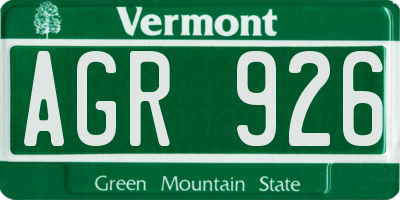 VT license plate AGR926