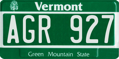 VT license plate AGR927