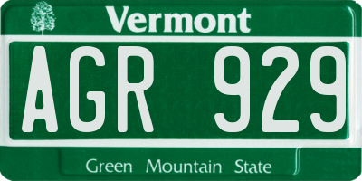 VT license plate AGR929