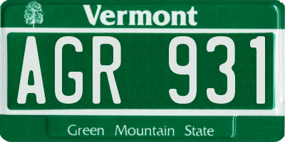 VT license plate AGR931