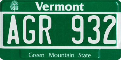 VT license plate AGR932
