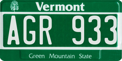 VT license plate AGR933