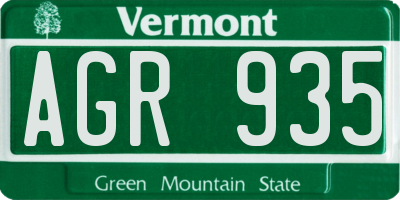 VT license plate AGR935
