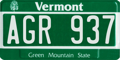 VT license plate AGR937