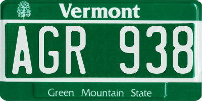 VT license plate AGR938