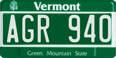 VT license plate AGR940
