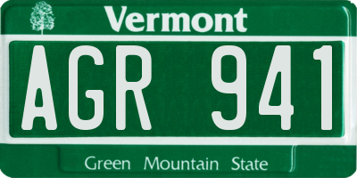 VT license plate AGR941