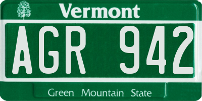 VT license plate AGR942