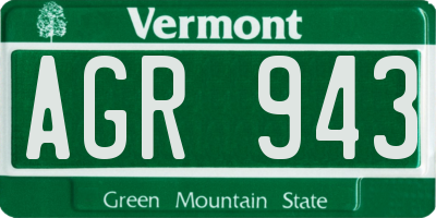 VT license plate AGR943
