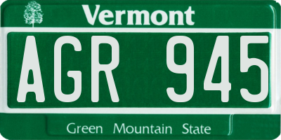 VT license plate AGR945