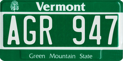 VT license plate AGR947