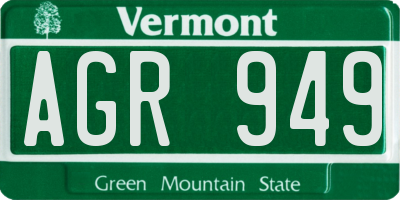 VT license plate AGR949