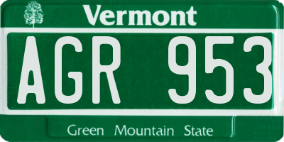 VT license plate AGR953