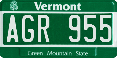 VT license plate AGR955