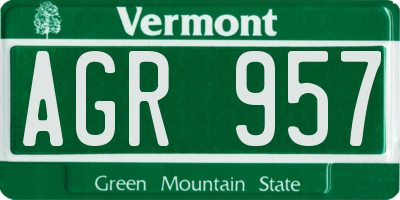 VT license plate AGR957
