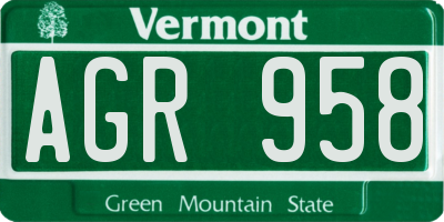 VT license plate AGR958