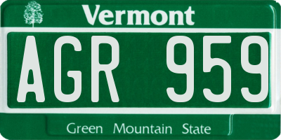 VT license plate AGR959