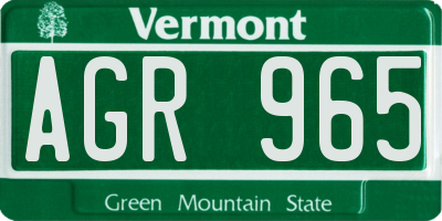 VT license plate AGR965