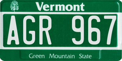 VT license plate AGR967