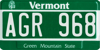 VT license plate AGR968