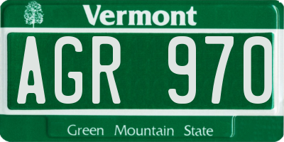 VT license plate AGR970