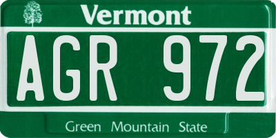 VT license plate AGR972