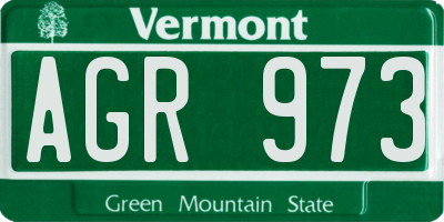 VT license plate AGR973