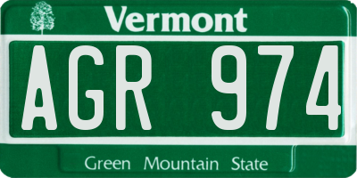 VT license plate AGR974