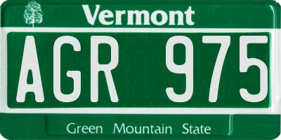 VT license plate AGR975