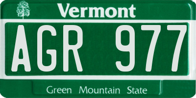 VT license plate AGR977