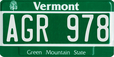 VT license plate AGR978