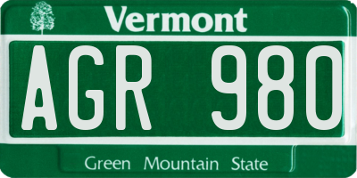 VT license plate AGR980