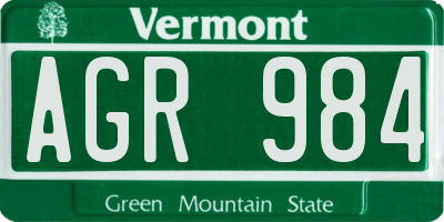 VT license plate AGR984