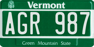VT license plate AGR987