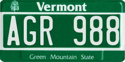 VT license plate AGR988