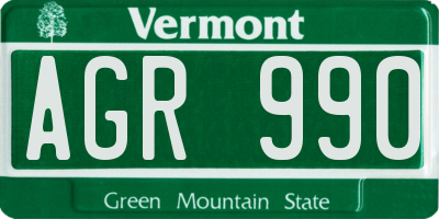 VT license plate AGR990