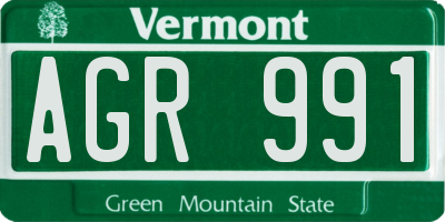 VT license plate AGR991