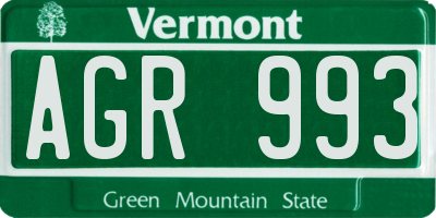 VT license plate AGR993