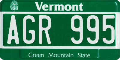 VT license plate AGR995
