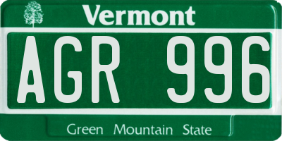 VT license plate AGR996