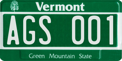 VT license plate AGS001