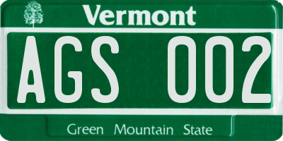 VT license plate AGS002