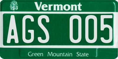 VT license plate AGS005