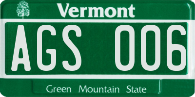 VT license plate AGS006